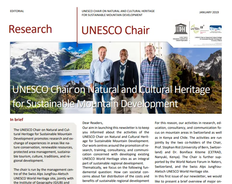 UNESCOChair on Natural and Cultural Heritage for Sustainable Mountain Development